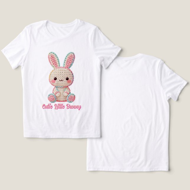 Camiseta Coelho de Crochê Doce (Design Frente e Verso)