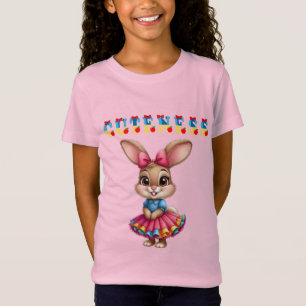 Camiseta Coelho de desenho animado adorável vestido com um