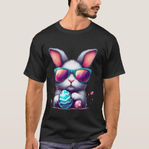Camiseta Coelho de desenho animado fofo com óculos de sol P