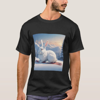 Camiseta Coelho De Esqui Bebê Neve Férias De Inverno Coelho