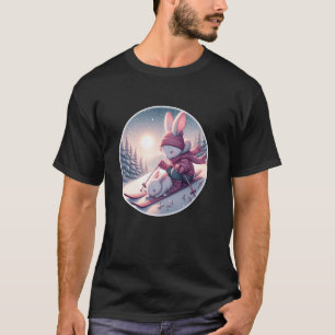 Camiseta Coelho De Esqui Bebê Neve Férias De Inverno Coelho