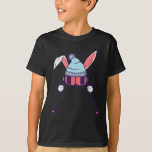 Camiseta Coelho de Esqui Com Óculos e Gorro de Esqui Invern