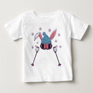 Camiseta Coelho de esqui de lã falsa humor de inverno