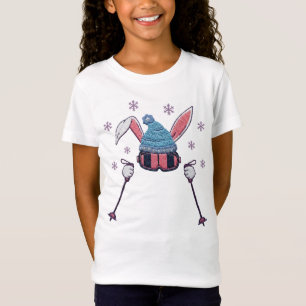 Camiseta Coelho de esqui de lã falsa humor de inverno