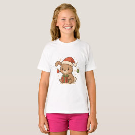 Camiseta Coelho de Férias com Chapéu de Papai Noel