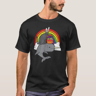 Camiseta Coelho de Gato Preto de Páscoa em Meninos Arco-íri