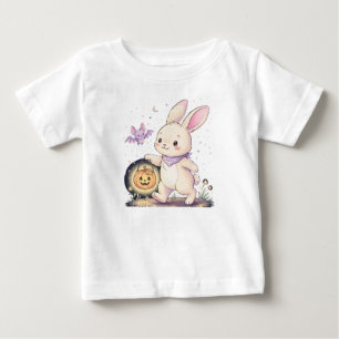 Camiseta Coelho de Halloween Fofo com Lanterna de Abóbora e
