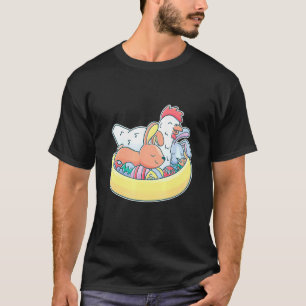 Camiseta Coelho de Orelhas de Páscoa Ovos Cesto Fazenda Ani