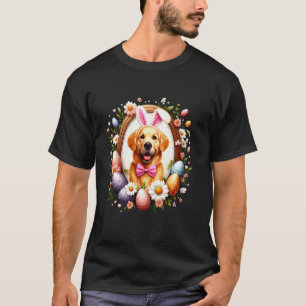 Camiseta Coelho de Orelhas de Retriever Dourado Ovo de Pásc