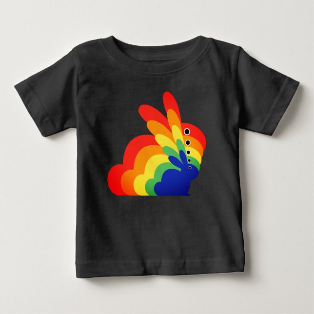 Camiseta Coelho de Páscoa Arco-íris - Páscoa (Frente)