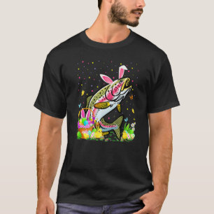 Camiseta Coelho de Páscoa Caça a Ovos Truta Arco-íris Peixe