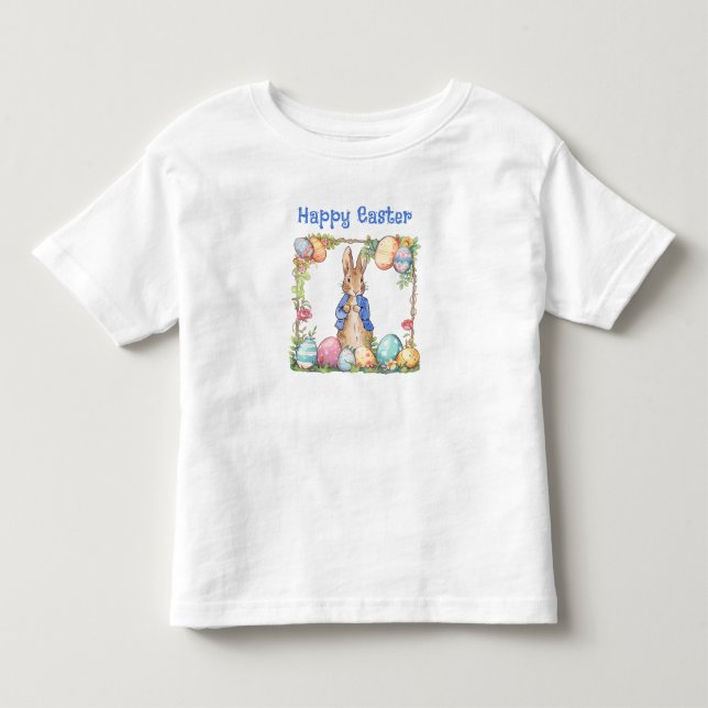 Camiseta Coelho de Páscoa Clássico Ovos de Páscoa Feliz Pás (Frente)