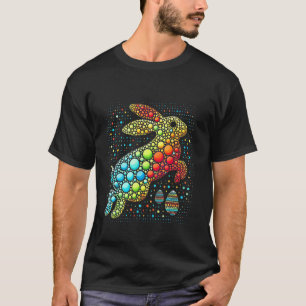Camiseta Coelho de Páscoa Colorido com Pontilhismo de Arco-