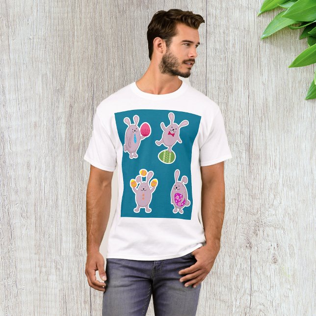 Camiseta Coelho de Páscoa com Ovos Coloridos (Criador carregado)