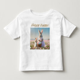 Camiseta coelho de Páscoa com Ovos da Páscoa Feliz Páscoa