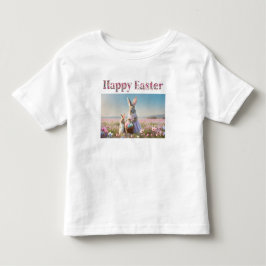 Camiseta coelho de Páscoa com Ovos da Páscoa Feliz Páscoa