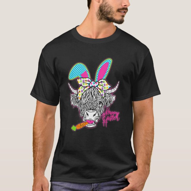 Camiseta Coelho de Páscoa da Vaca das Terras Altas Meninas  (Frente)