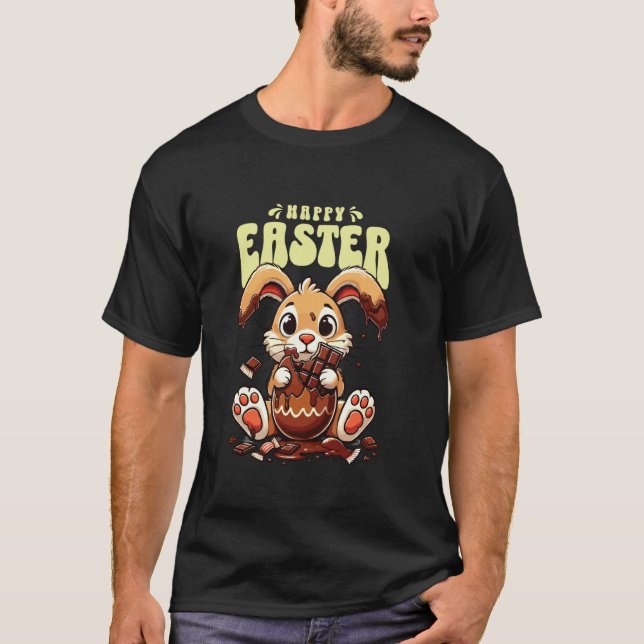 Camiseta Coelho de Páscoa de Chocolate  Desenho de Chocolat (Frente)