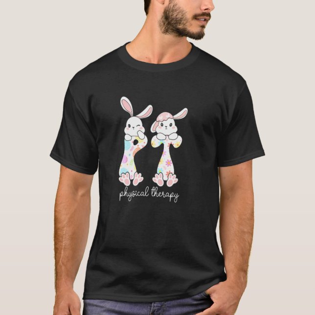 Camiseta Coelho de Páscoa de Fisioterapia Terapeuta de FT P (Frente)