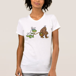 Camiseta Coelho de Páscoa Dino Pé Grande Sasquatch T-Rex Ho