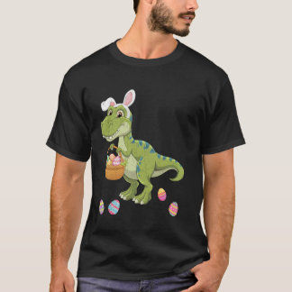 Camiseta Coelho de Páscoa Dinossauro TRex Crianças Meninos 