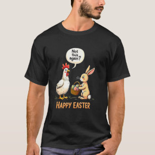 Camiseta Coelho de Páscoa Feliz Frango Engraçado