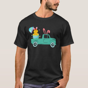 Camiseta Coelho de Páscoa Feliz Galinha Andando de Caminhão