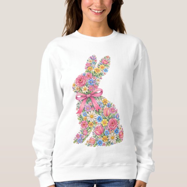 Camiseta Coelho de Páscoa Floral (Frente)