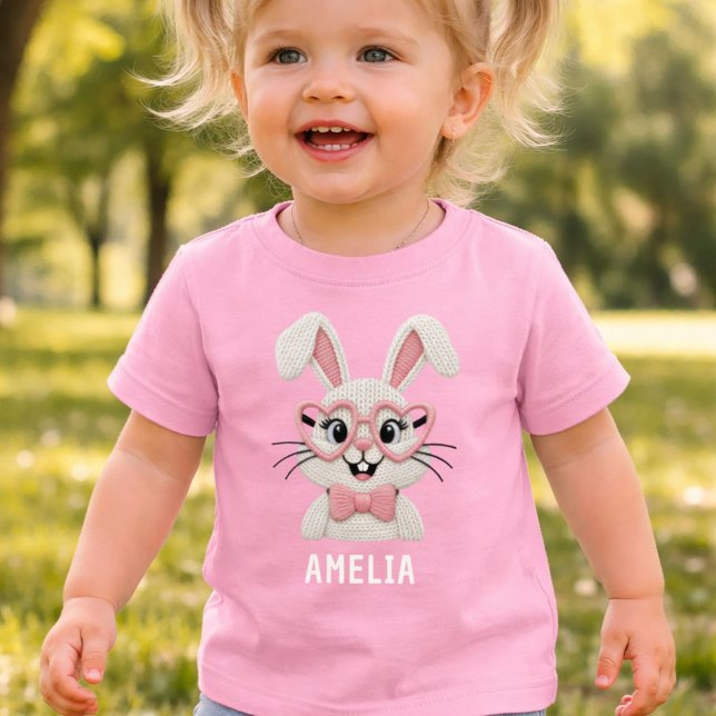 Camiseta Coelho de Páscoa Fofo com Óculos (Criador carregado)