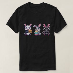 Camiseta Coelho de Páscoa Fofo, Panda e Design de Desenho d