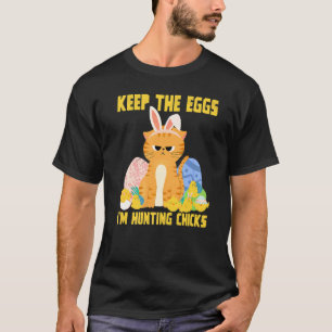 Camiseta Coelho de Páscoa Gato Guarda Os Ovos Estou Caçando