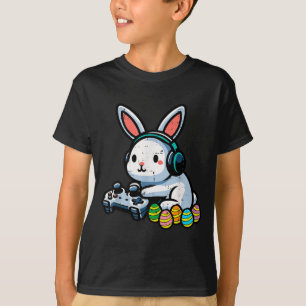 Camiseta coelho de Páscoa jogador de videogame homens menin