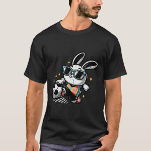 Camiseta Coelho de Páscoa Jogando Futebol Bonito Futebol Me