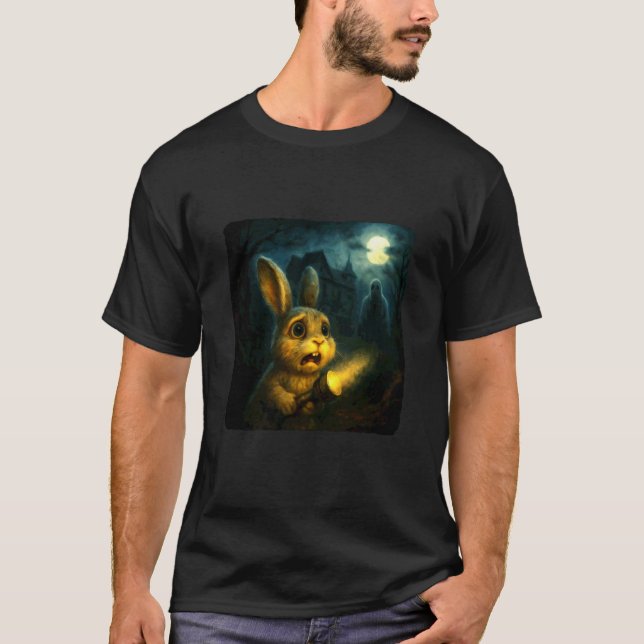 Camiseta Coelho de Páscoa Noite de Terror Lanterna de Hallo (Frente)