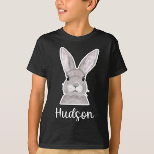 Camiseta Coelho de Páscoa Nome Hudson Nome Personalizado Se