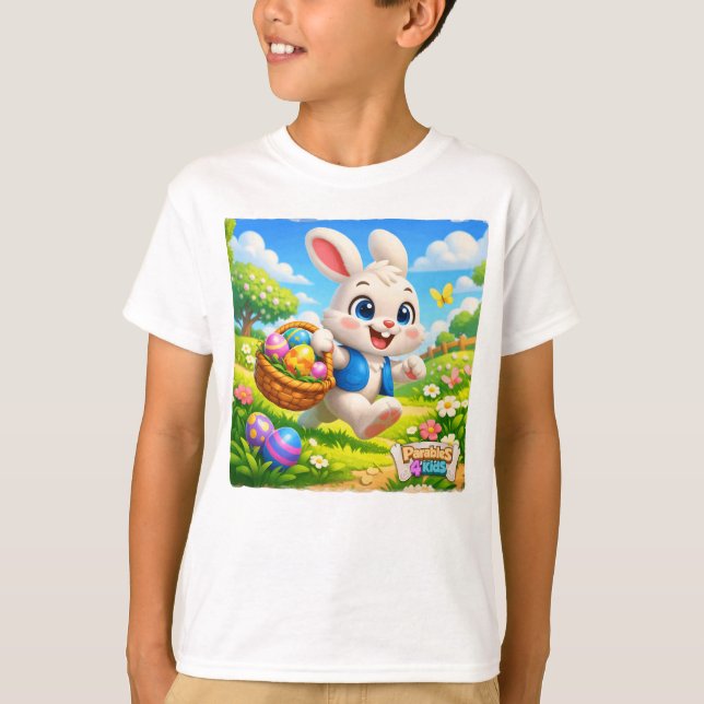 Camiseta Coelho de Páscoa Parables4Kids (Frente)