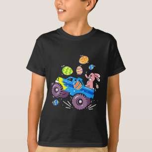 Camiseta Coelho de Páscoa Pilotando Caminhão Monstro Menino