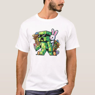 Camiseta Coelho de Páscoa Pixel Gamer Jogos Infantil Menino