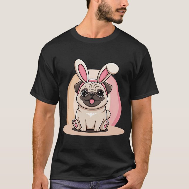 Camiseta Coelho de Páscoa Pug (Frente)