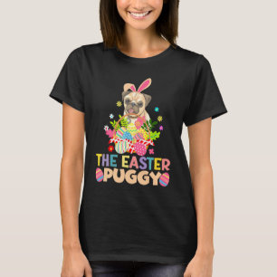 Camiseta Coelho de Páscoa Pug Orelha Ovos Cesta Cães Crianç