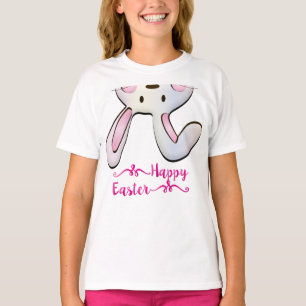 Camiseta Coelho de Páscoa Rosa Engraçado e Fofo