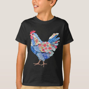 Camiseta Coelho de Remendo de Frango Ovos Coelho Feliz Pásc