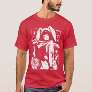Camiseta Coelho de terror assustador Garota Anime Mangá Alt