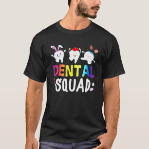 Camiseta Coelho Dentário Fofo Galinha Ovos de Páscoa Equipe