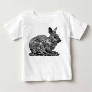Camiseta Coelho - Desenho do Estilo de Caneta e Tinta