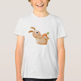 Camiseta Coelho Divertido em Vaso de Flores com Cenoura