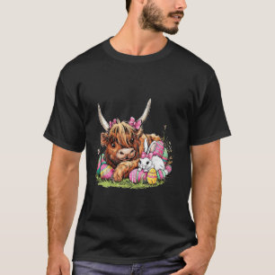 Camiseta Coelho do Dia Feliz de Páscoa Vaca das Terras Alta