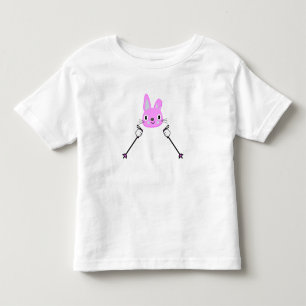 Camiseta Coelho do esqui com bastões de esqui