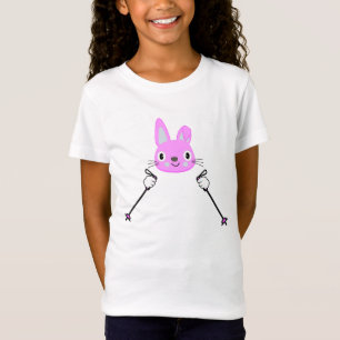 Camiseta Coelho do esqui com bastões de esqui