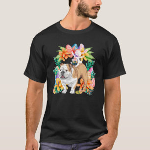 Camiseta Coelho do Ovo Andando Inglês Buldogue Feliz Eas